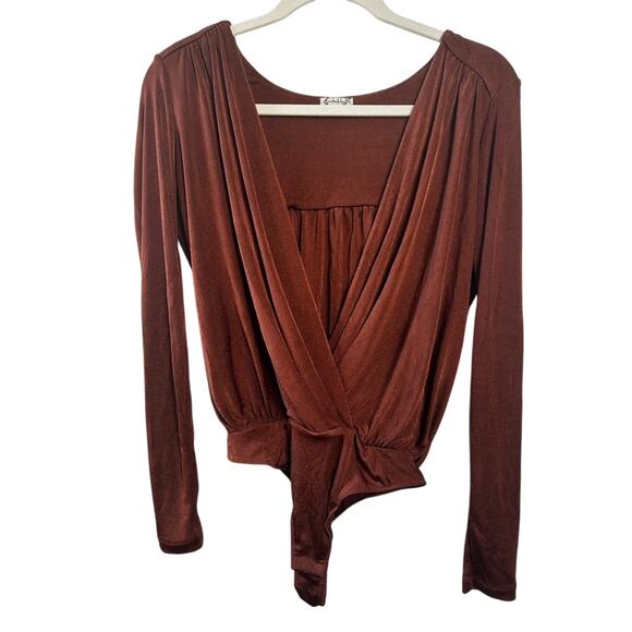 Free People Turnt Thong Bodysuit in Mesa Brown Size Medium Gently Used Boho Fall - Picture 2 of 5